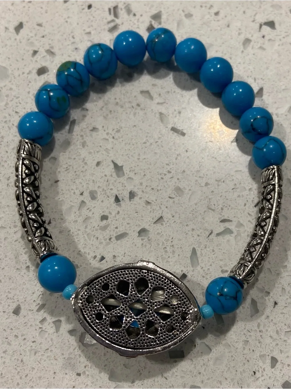 Turquoise Blue Stone Stretch Bracelet